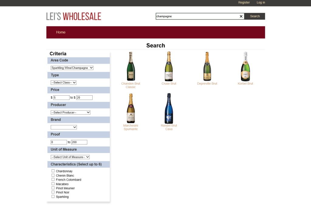 Carillon ERP Shopping Cart search capabilities
