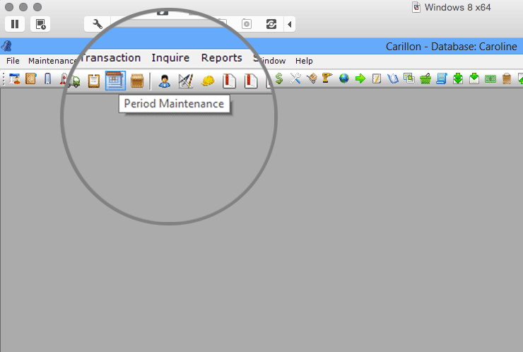 Carillon ERP Period Maintenance window screenshot